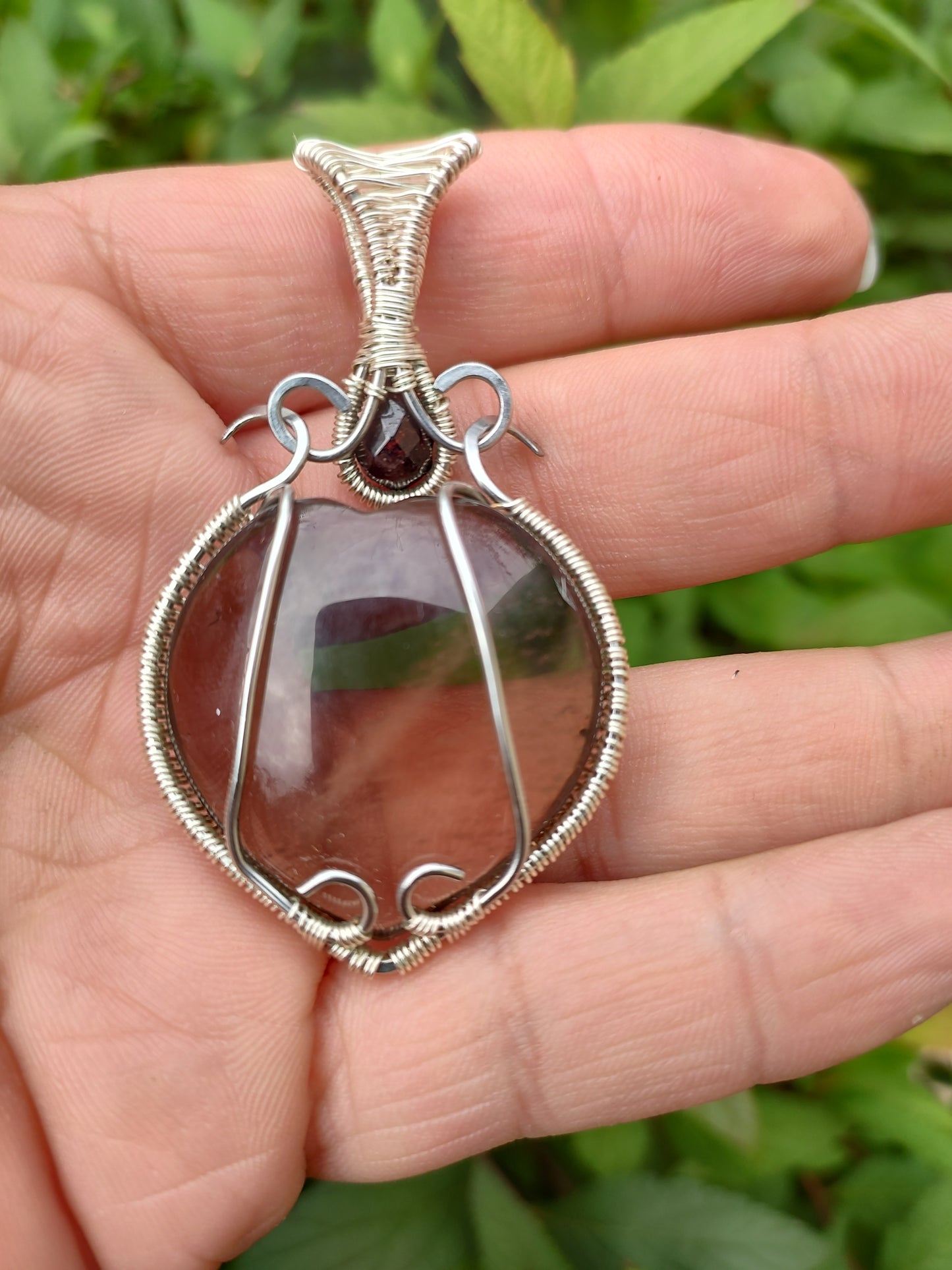 Pendentif coeur de quartz fumé