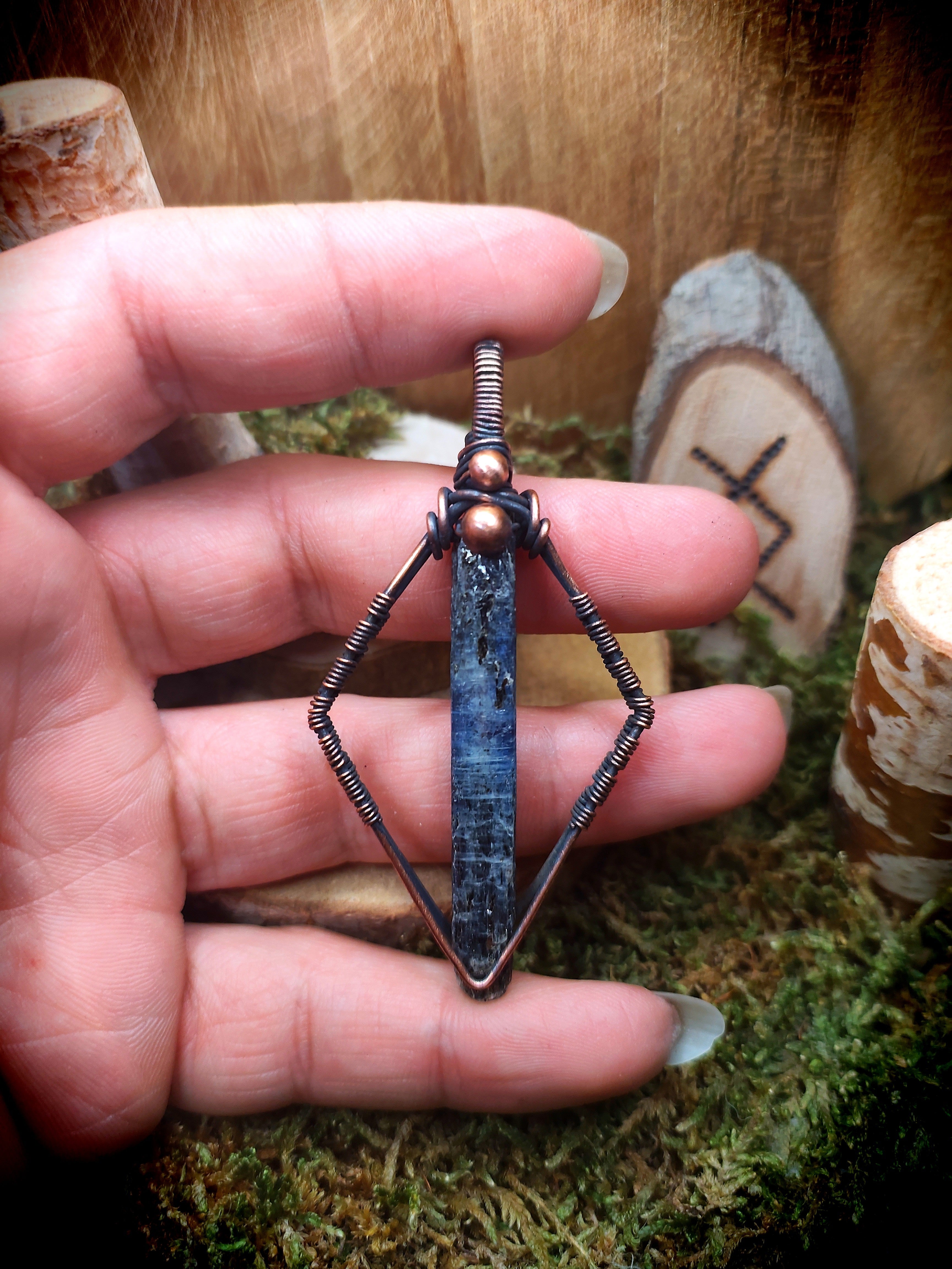 pendentif "Ether de cyanite losange"