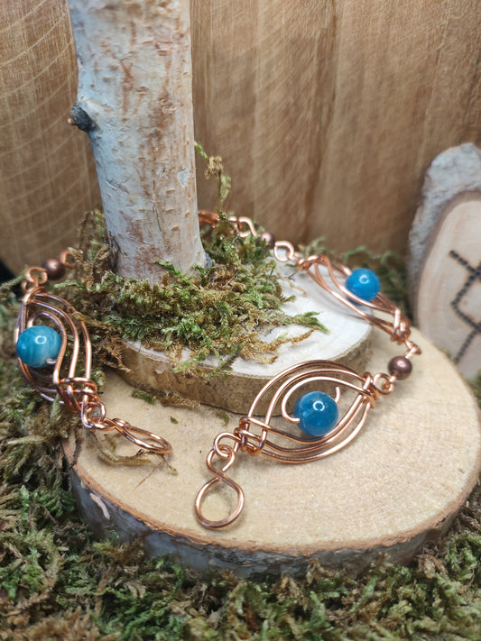 Bracelet elfique en cuivre et apatite